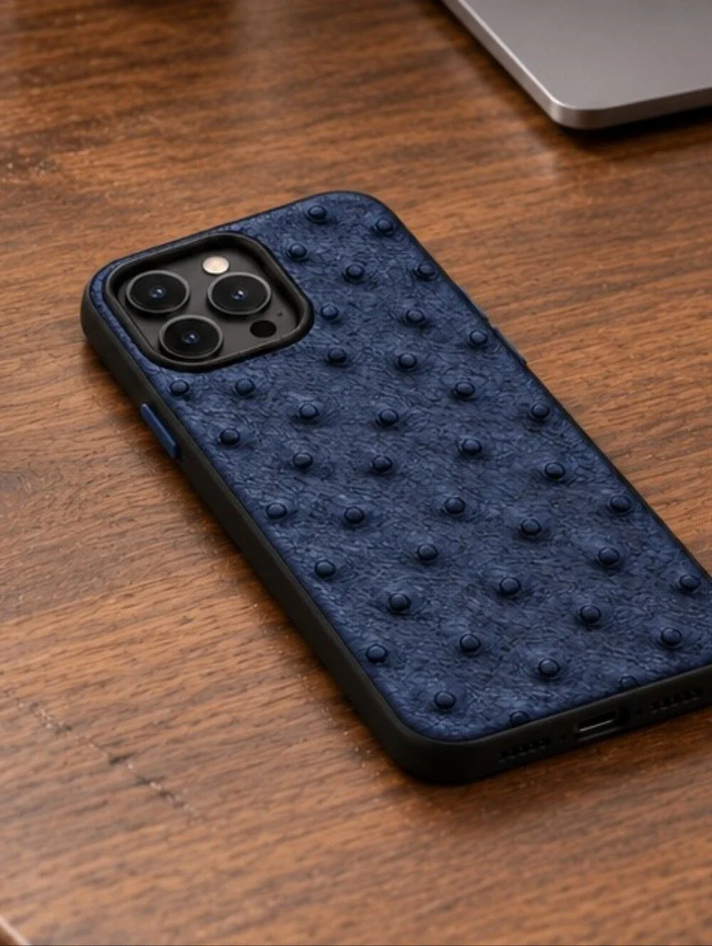 Apple Navy Blue Textured Dot iPhone Case